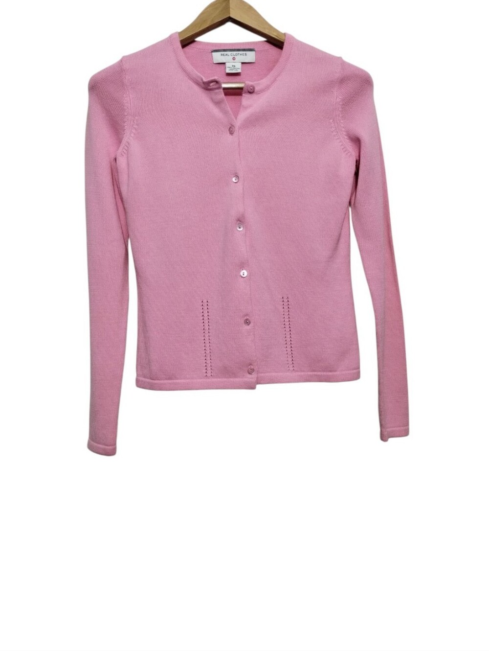 Real Clothes Soft Pink Button-Front Cardigan Womens XS Whimsy Coquette Cottage
